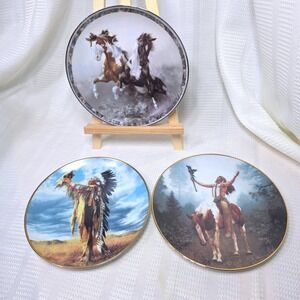 Collector Plates‎ Bradford/Hamilton/American Indian Warrior Horse Set of 3 1990s